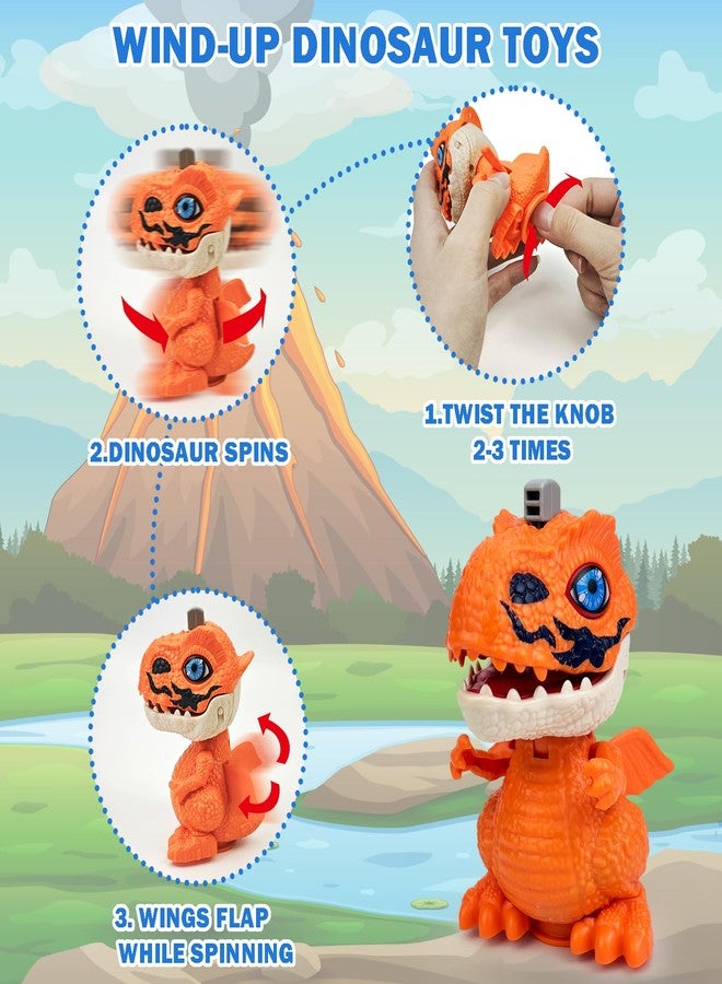 Leetous Dinosaur Toys Gifts for 3 5 6 7 8 Years Old Toddler Boys Girls, 4 Pack Christmas Wind up Spin & Flap Toys Stocking Stuffers, Xmas Birthday Hands-on Educational Fine Motor Skills & STEM for Kids Age 3+ - Image 5